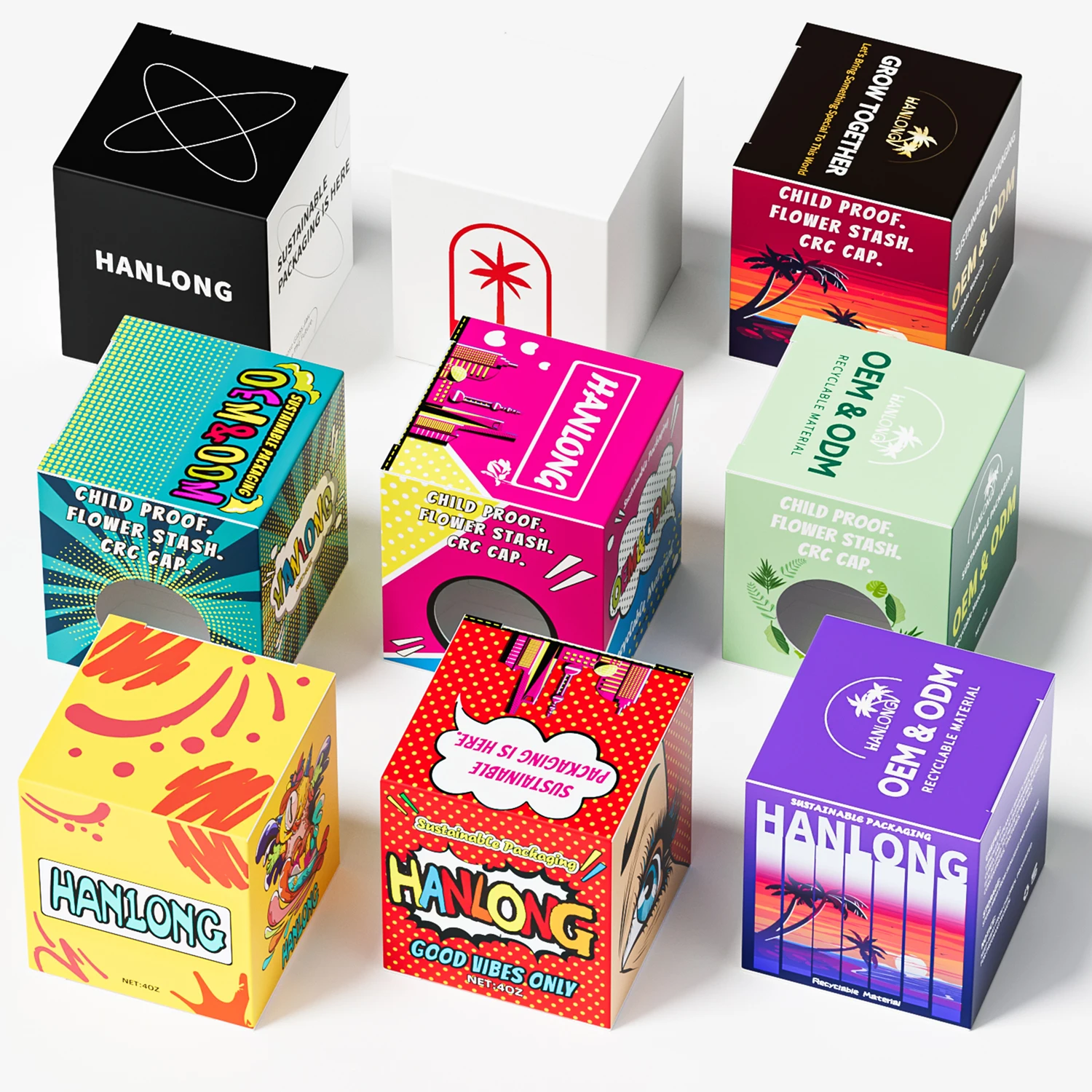 Luxury Custom Cosmetic Glass Jar Packaging Boxes OEM Printed Square Paper Folding Box Package For 1oz 2oz 3oz 4oz Glass Bottles