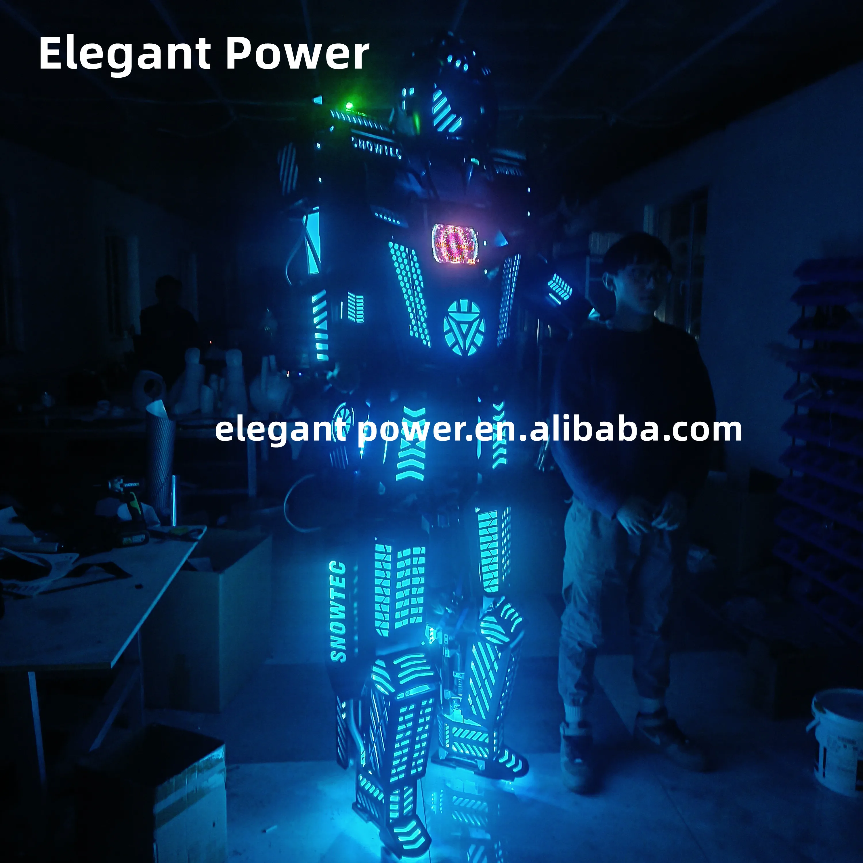 Светодиодные танцевальные костюмы робота RGB ходунки светодиодный костюм взрослый светящийся для ночного клуба