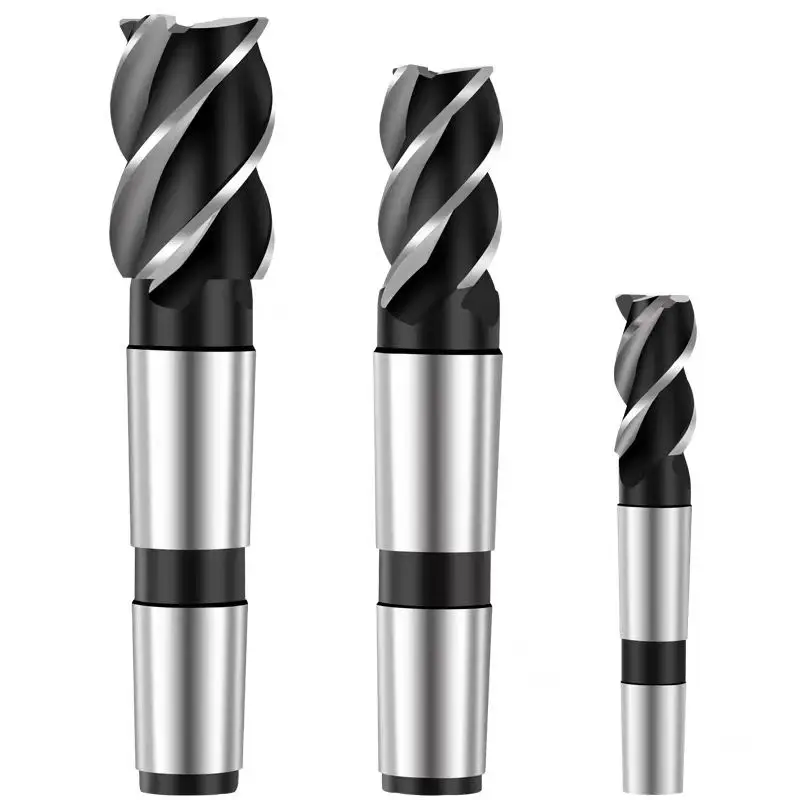 M2 High-Speed Steel Morse Taper Shank End Mill Long Edge Super Hard White Steel 2F3 Tooth Machine Keyway Milling OEM ODM M14-M60