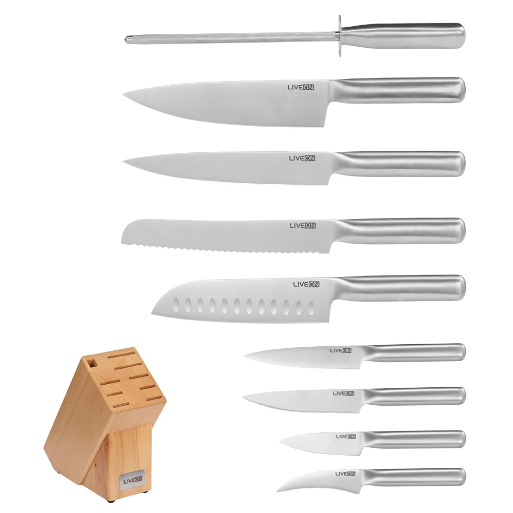 
Amazon Hot Sell Block Kitchen Knife Set Block Stainless Knife Set with with Block 