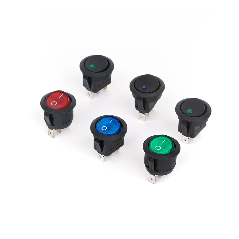 ON-OFF 12V Round Rocker Dot Switch Waterproof LED Light Luminescence Toggle Switches
