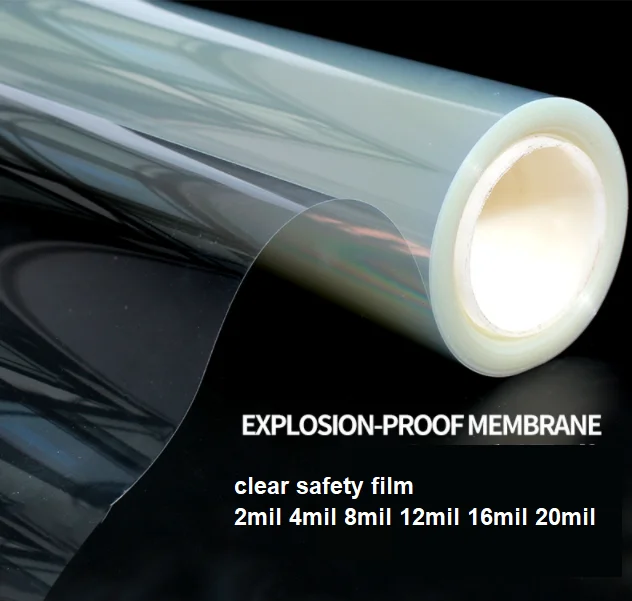 Explosion Proof 8mil 12mil Security Shatterproof Window Tint Film Transparent For Car And House Glass Windows Safety Film