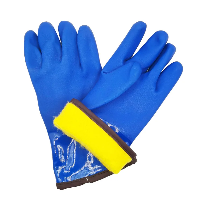 Wholesale EN374 Anti Oil Acid Chemical Resistant Blue Red Long Cuff Rubber Heavy Duty PVC Fishing Industrial Work Hand Gloves