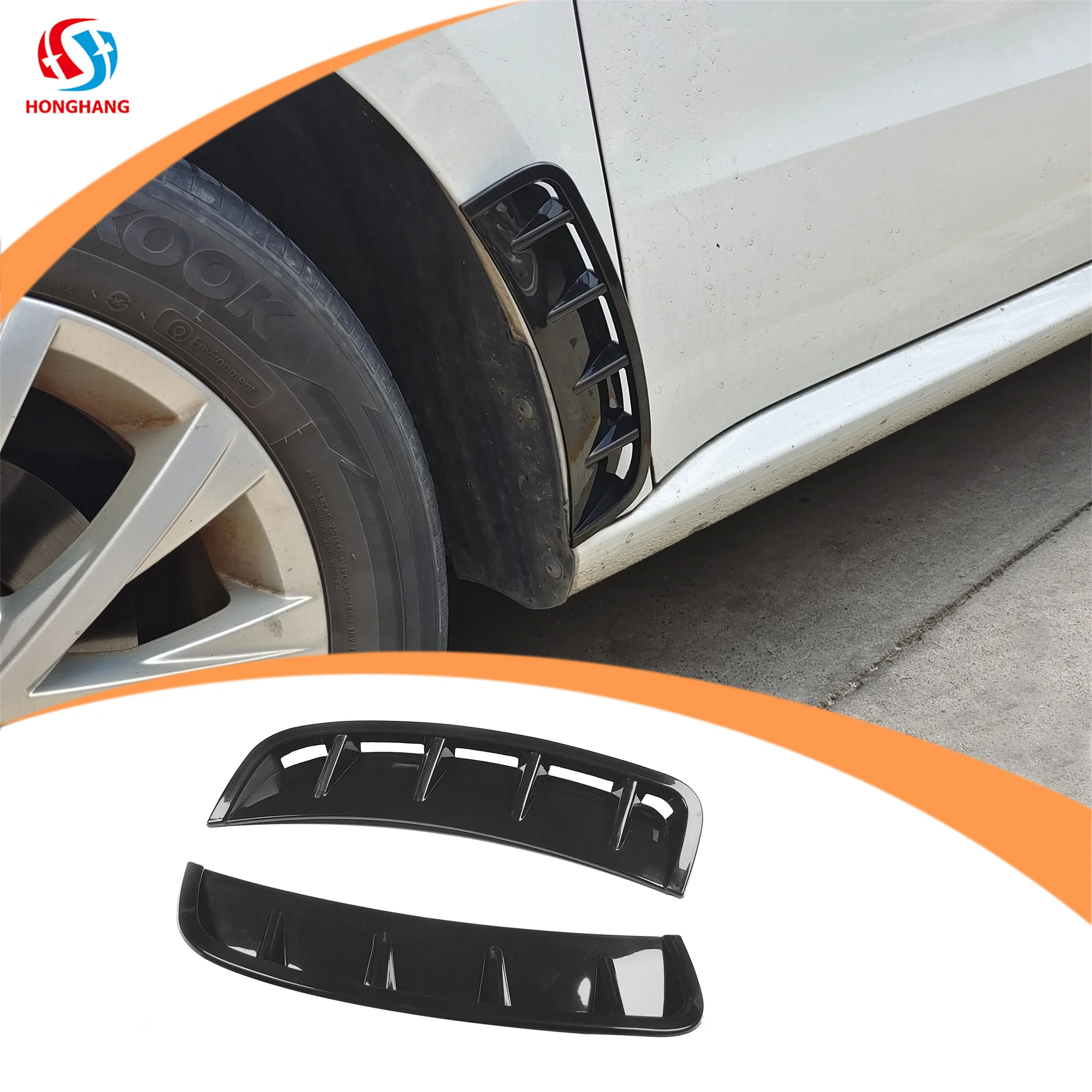 Honghang Factory Universal Car Fender Side Vents Air Flow Intake Grille Sticker Trim Cover Decoration Type G Carbon Fiber