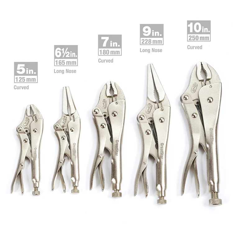 GREATSTAR Locking pliers set Clamps Kit Vise Grip Set multi function tools curved jaw locking plier round opening plier