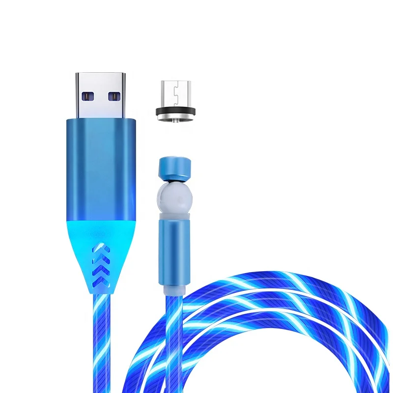  Лидер продаж usb светодиодный кабель 3 в 1 зарядный для телефона магнитный с вращением на 540