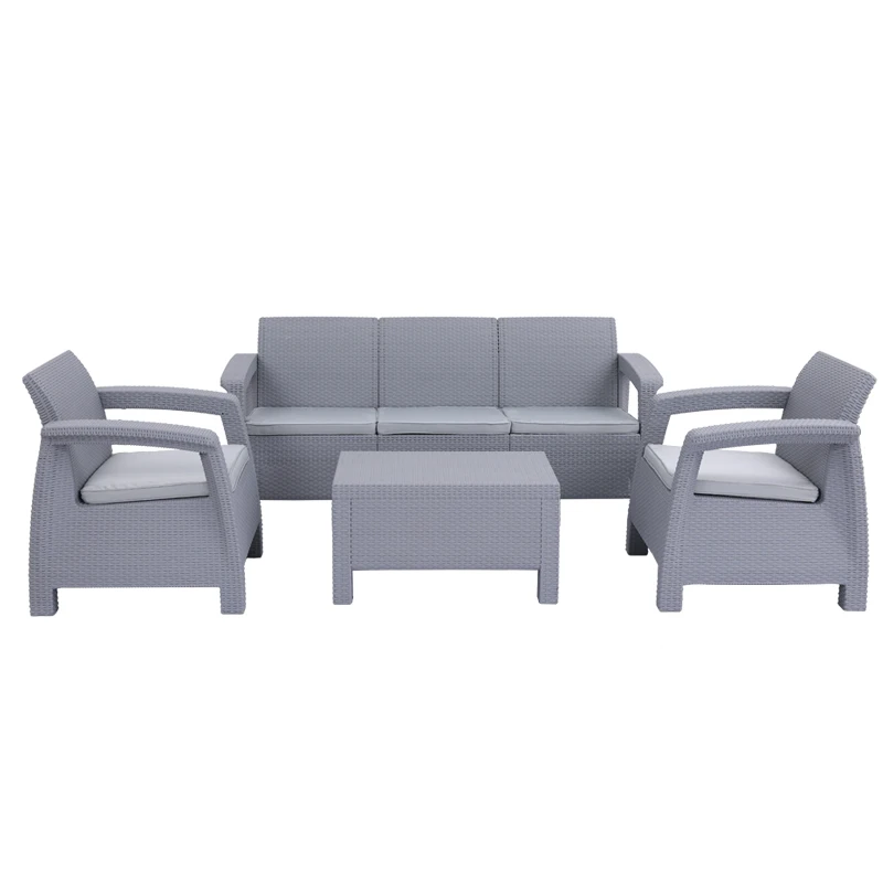 Садовая пластиковая ротанговая уличная мебель, лучший продавец, пластиковый плетеный диван, набор ротанговая мебель для патио