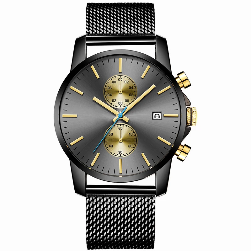 Men business casual luxury quartz branded analog watch stainless steel watched men wrist