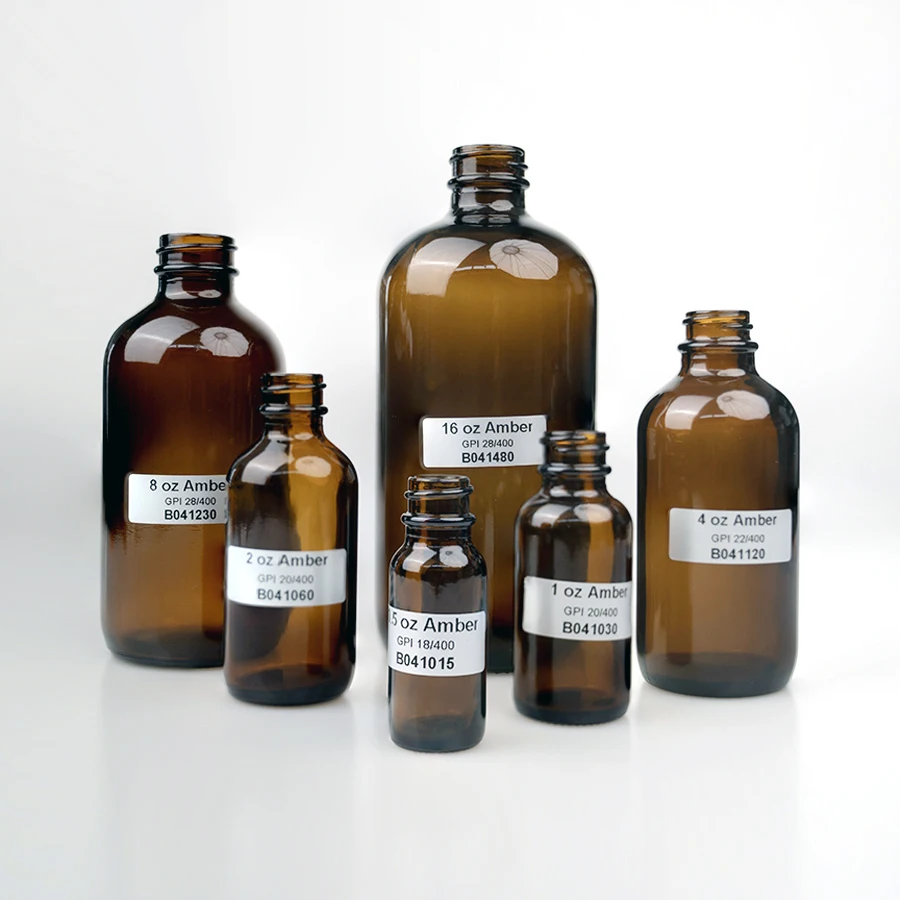 Custom Empty 2oz 4oz 16oz Amber Essential Oil Bottle Glass Spray Dropper Bottles Boston for Cosmetics
