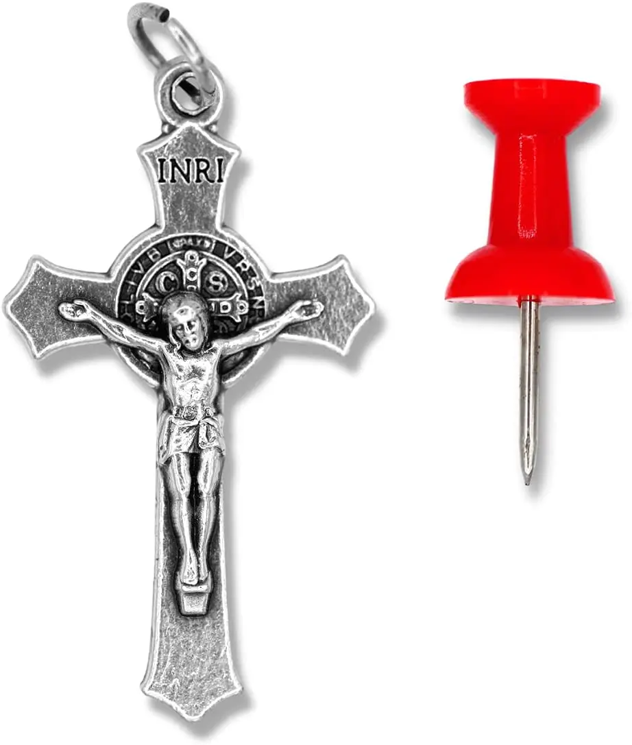 St Benedict Crucifix Cross for Rosary Silver Oxidized Crucifix Rosary Part for Catholic Necklace St Benedict Rosary_4