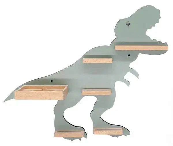 T-rex Dinosaur Wall Shelf Kids Play Room Wooden Floating Shelf Storage Rack Toniebox Charging Kitchen Living Room Bathroom