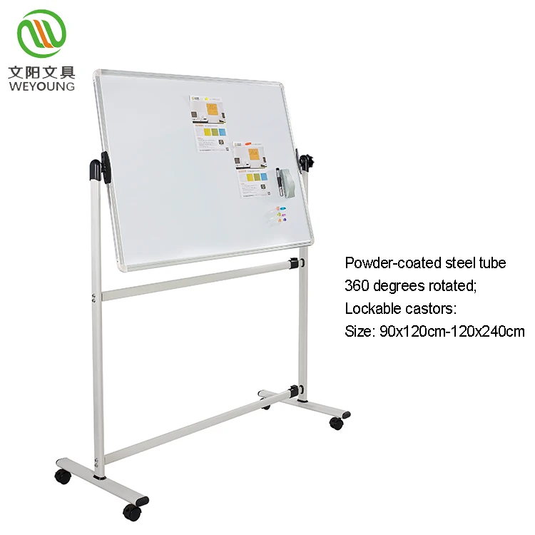 Powder-Coated Steel Tube Stand Writing Board Wheeled Magnets Whiteboard