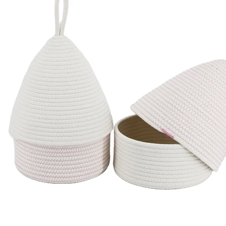 Eco-Friendly Decorative Woven Storage Organizer Office Handmade Knitting Basket Bin