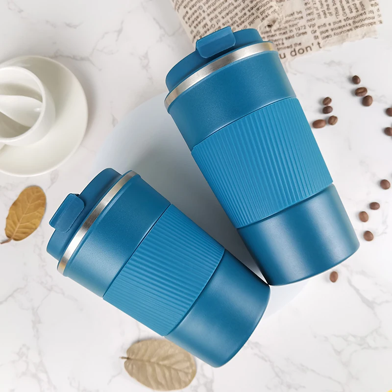 304 Stainless Steel Portable Reusable Coffee Mug With Protective Silicone Sleeve