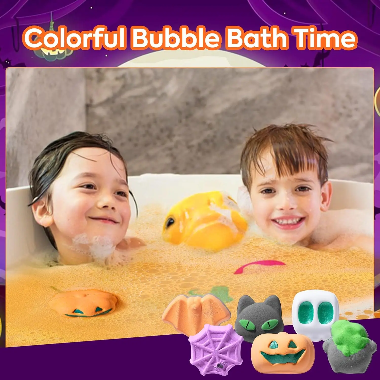 Halloween Bath Bombs for Women and Kids, Handmade Organic Bath Bombs Gift Set, Natural Bubble Bath with Spooky Bath Bombs