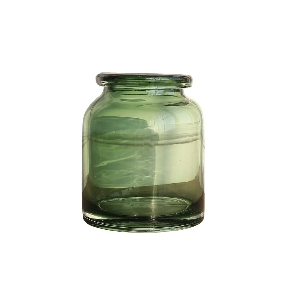 Hand-Blown and Handmade Light Green Flower and Filler Glass Vase