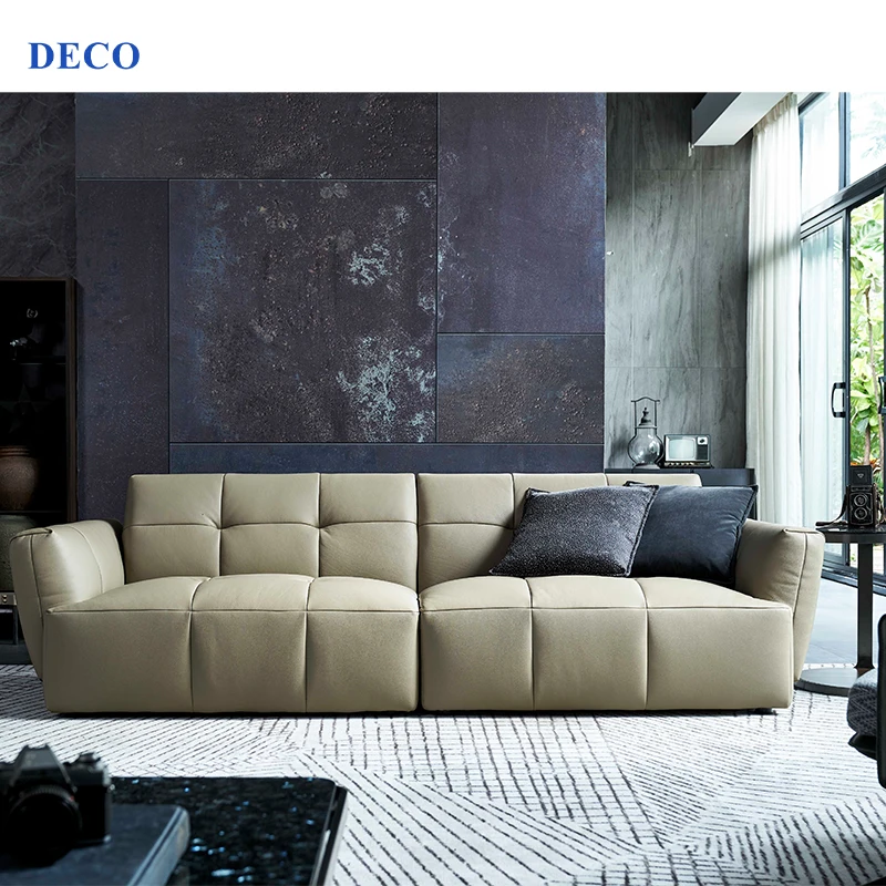 Genuine Leather 3 Seater Corner Sofa with Chaise Lounge in Itatian Style Sofas