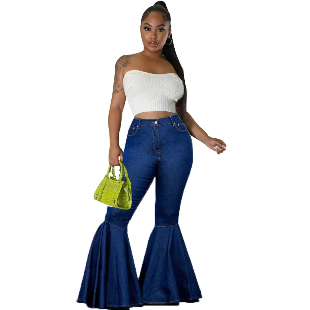 designer boutique vintage sexy streetwear casual floor length high waist skinny bodycon sheath denim boot cut flared jeans