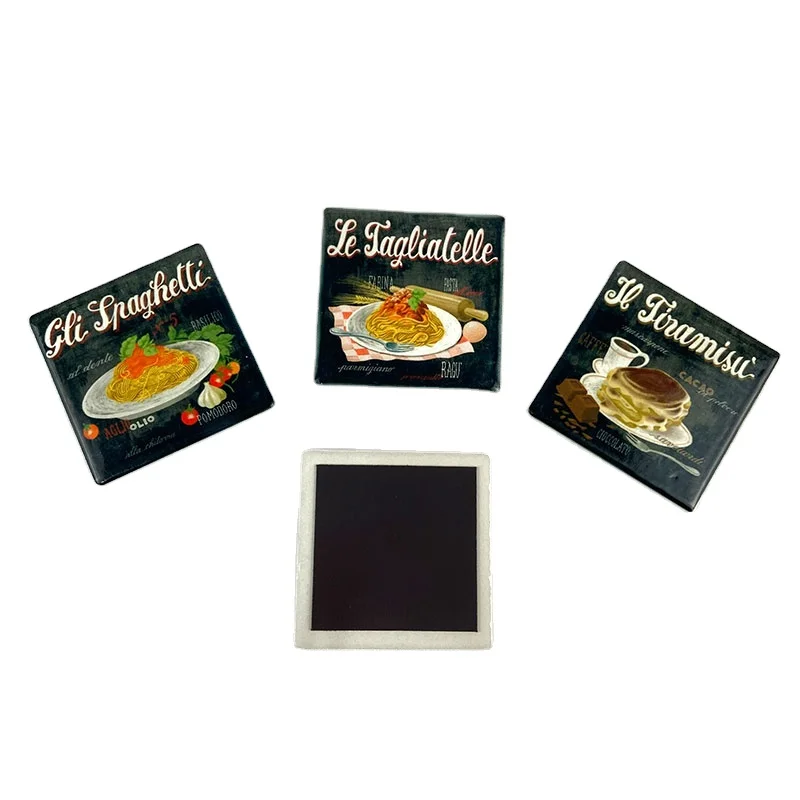 Hot selling refrigerator decoration sublimation square ceramic fridge magnet for promotion