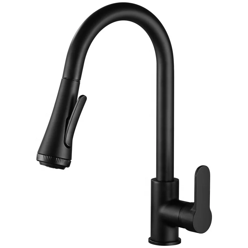 Hot and Cold Water Flexible Hose for Kitchen Faucet Kitchen Sink Tap 304 Stainless Steel with Pull Out Spout Black Color Sale