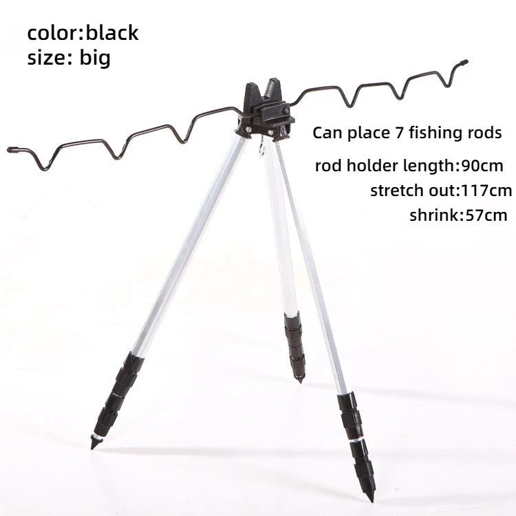 LongXiang Aluminum Fishing Rod Tripod Stand Fishing Rod Holder with Telescopic Legs Adjustable