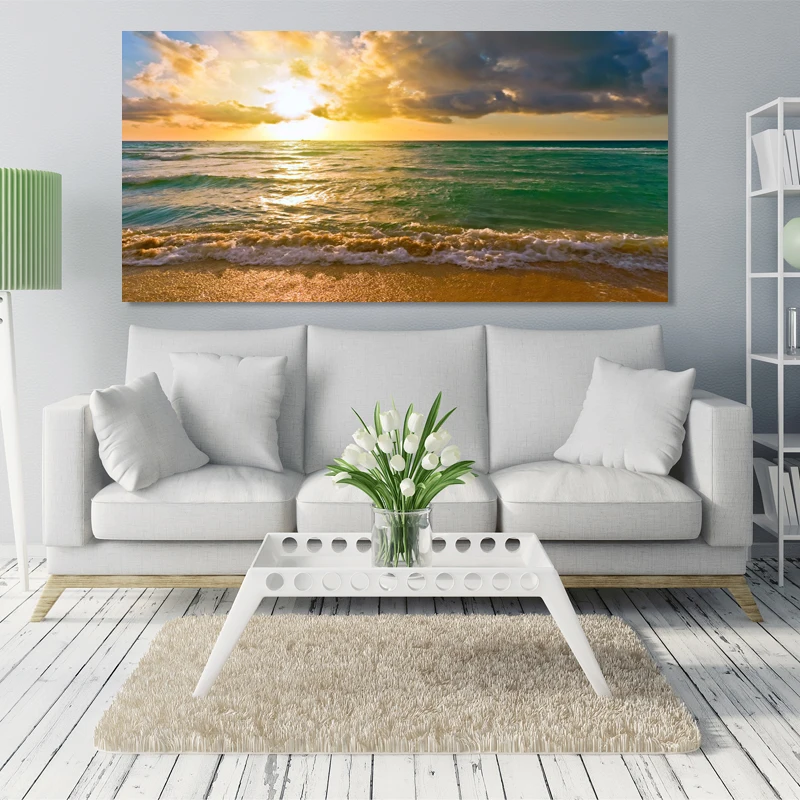 Настенная живопись пейзаж плакаты печать морской пейзаж восход солнца картины пляжная настенная живопись на холсте