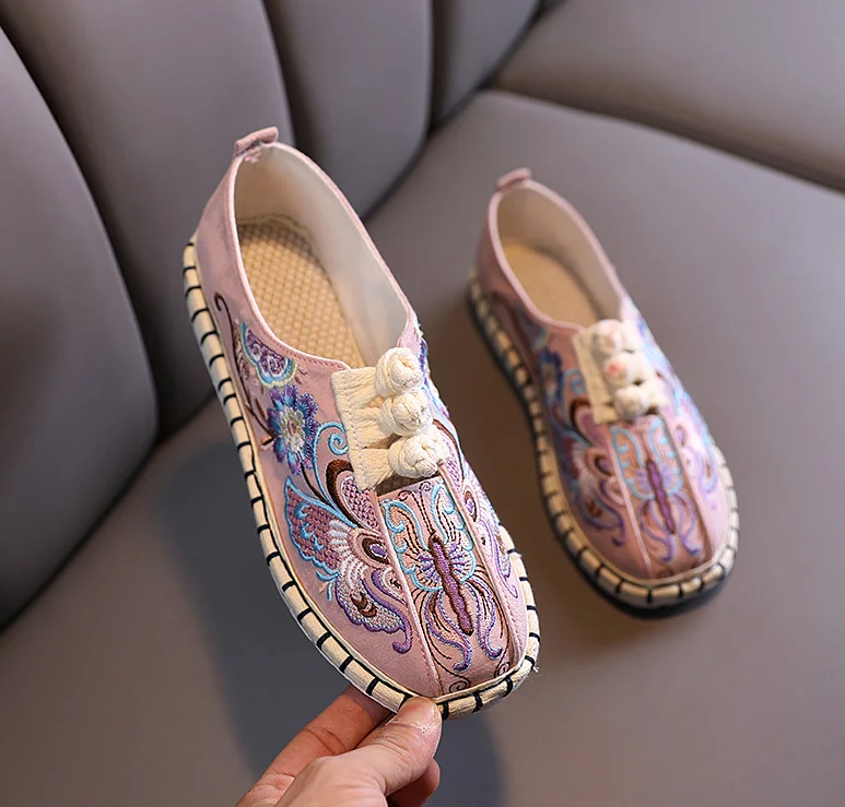 women white navy  multi layer cloth sole shoes breathable cozy    butterfly  embroidered fisherman  shoes sandals