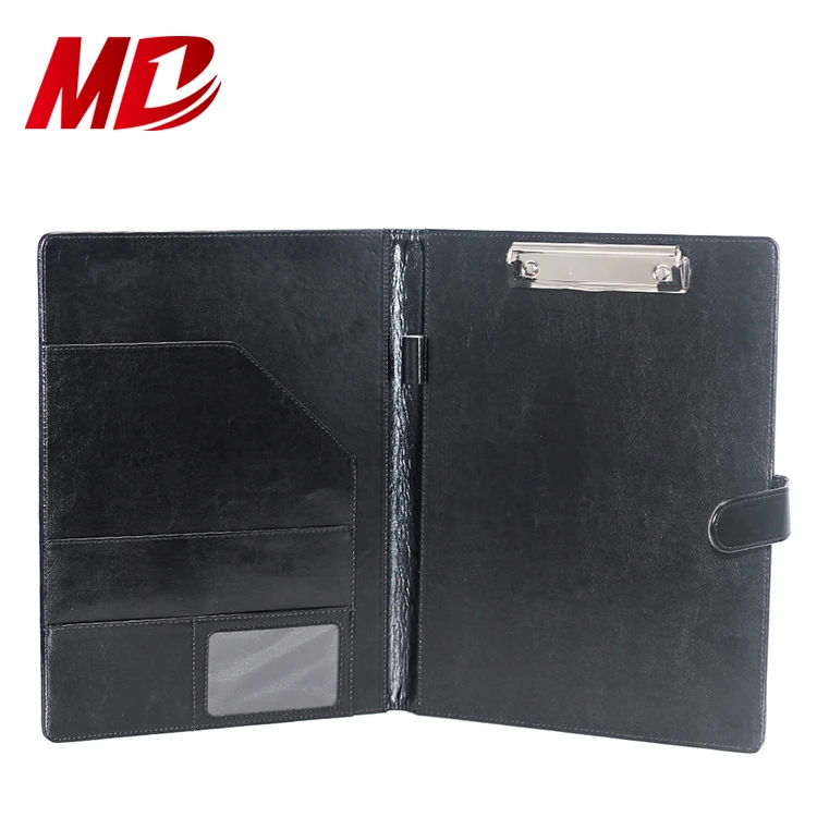 Luxury Leather Executive Portfolio Folder Padfolio Compendium File Folder Binder With A4 Letter Sized Writing Pad File Clip