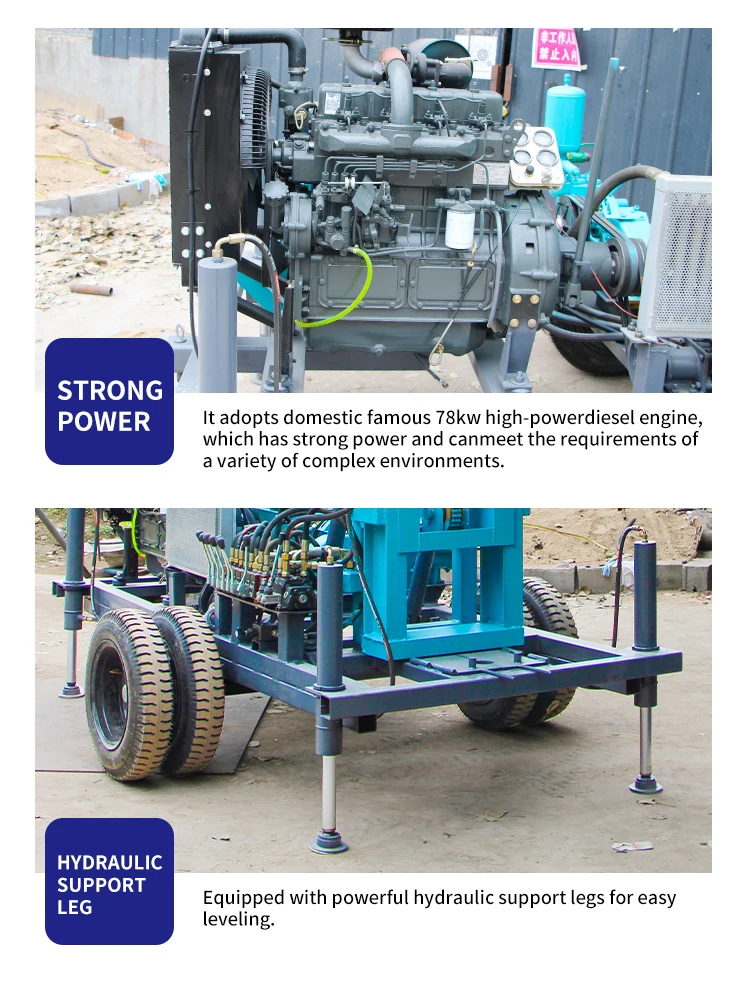 HUAYAO good price water well drill rig 260m water drilling machine and compressor for sale