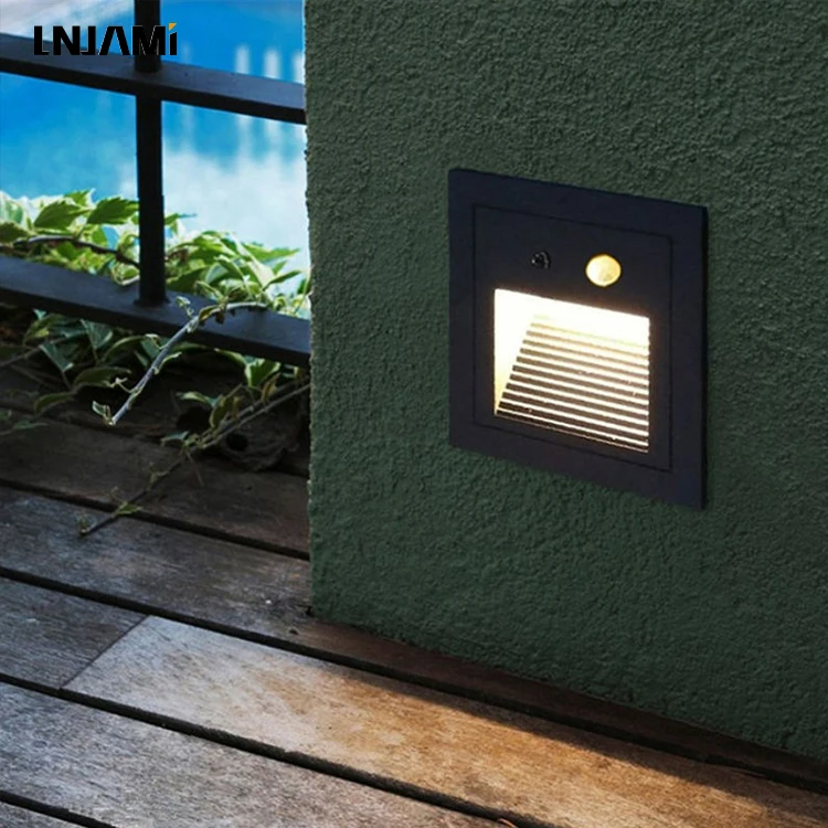 LNJAMI IP65 Waterproof Outdoor Wall Recessed Rectangular LED Step Stair Light For Indoor Outside Stair Case