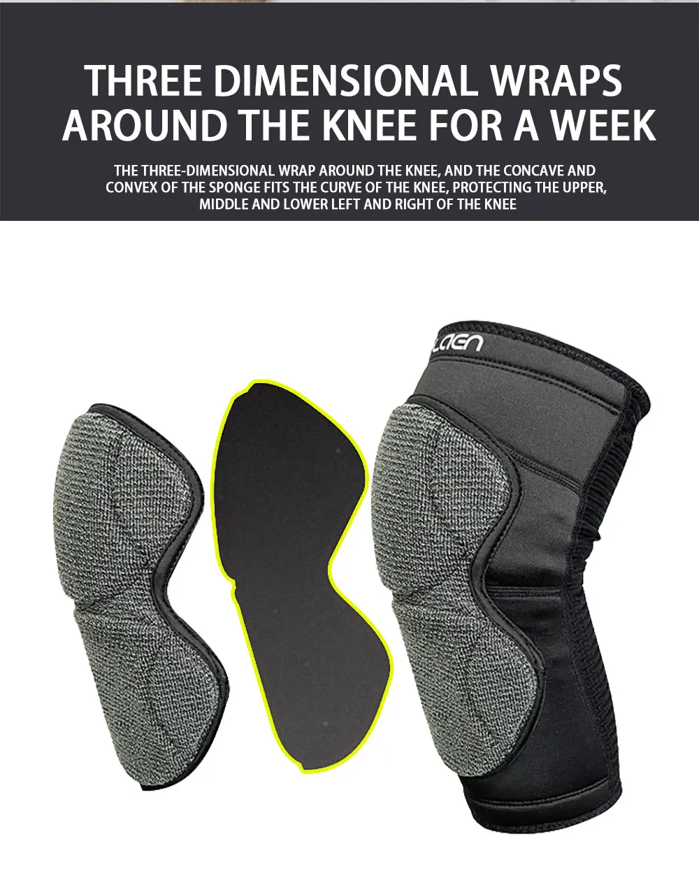 QLAEN Elastic Knee Pads EVA Compression Knee Pads Outdoor Sports Volleyball Basketball Knee Pads