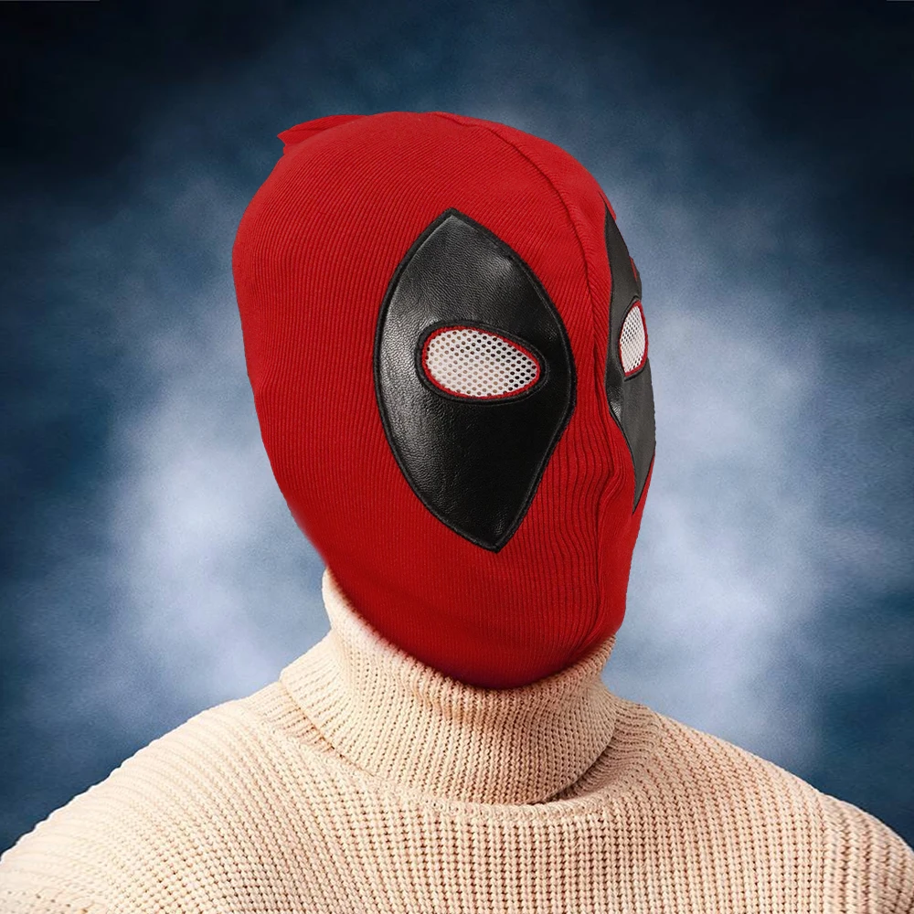 Molezu OEM/ODM Deadpool Flexible Knitted Fabric Full Head Mask Halloween Cosplay Deadpool Tights Hood Party Masks For Adults