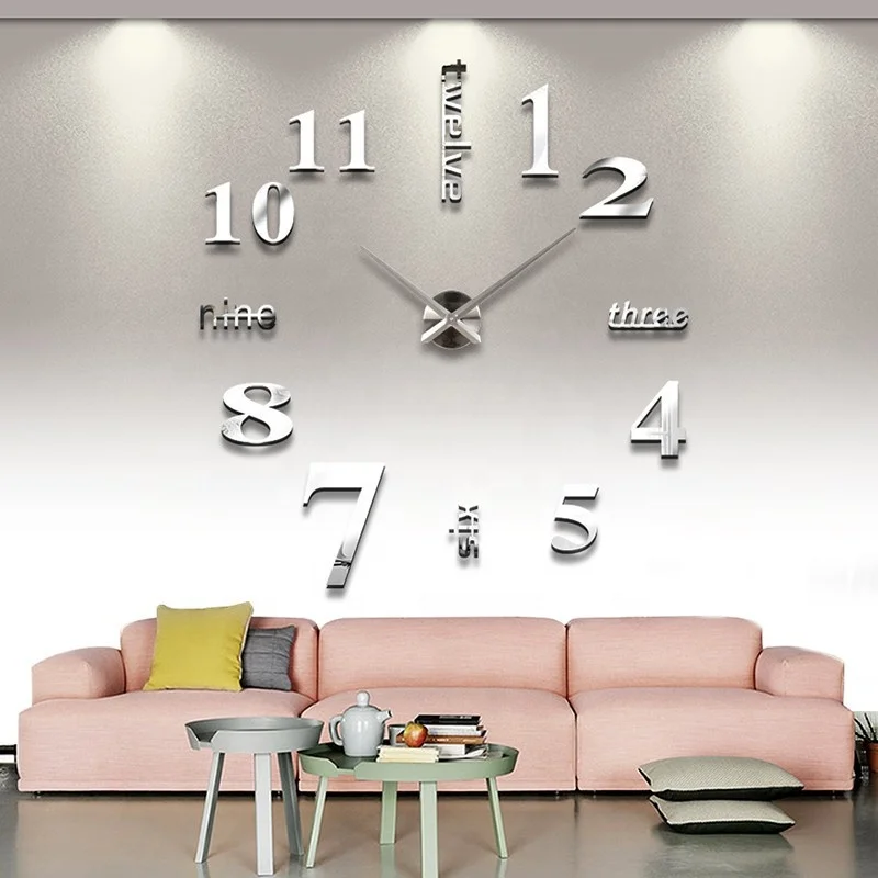 
European-Style Spanish Silent Clock Creative DIY Wall Clock Oversized Number Art Clock 