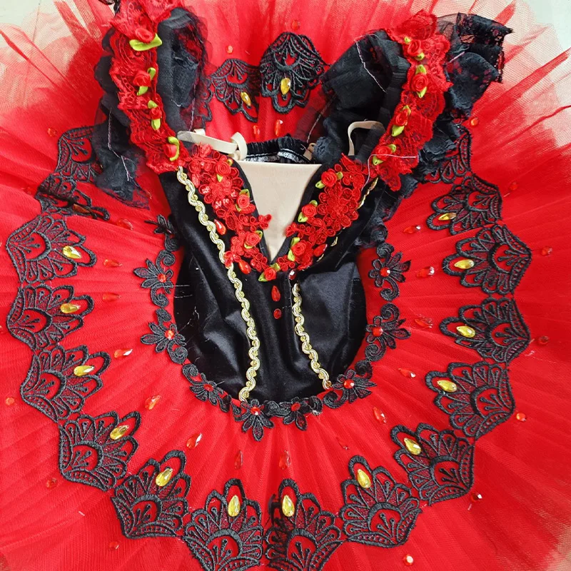 Red Spanish Pancake tutu ballet- tutu costumes wholesale women ballet skirt costumes red sugar plum fairy ballet tutu