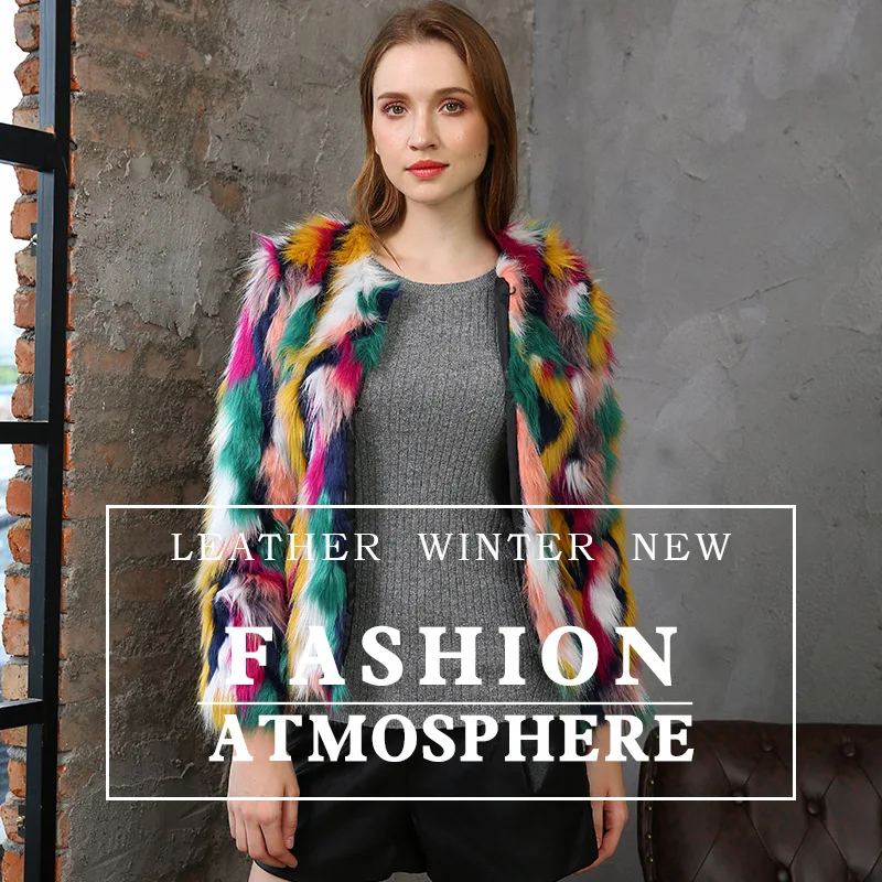 Ready To Ship 1 Colors S-6XL Fake Fur Coat for Lady O Neck Faux Fur Coat New Winter Pattern Long Sleeves Coat Jacket Women