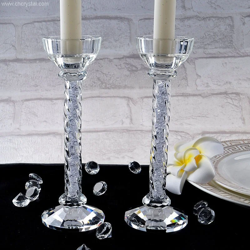 Wholesale Christmas Gift Crystal Holders for Home Decor Crystal Candlestick Holders Wedding Invitation