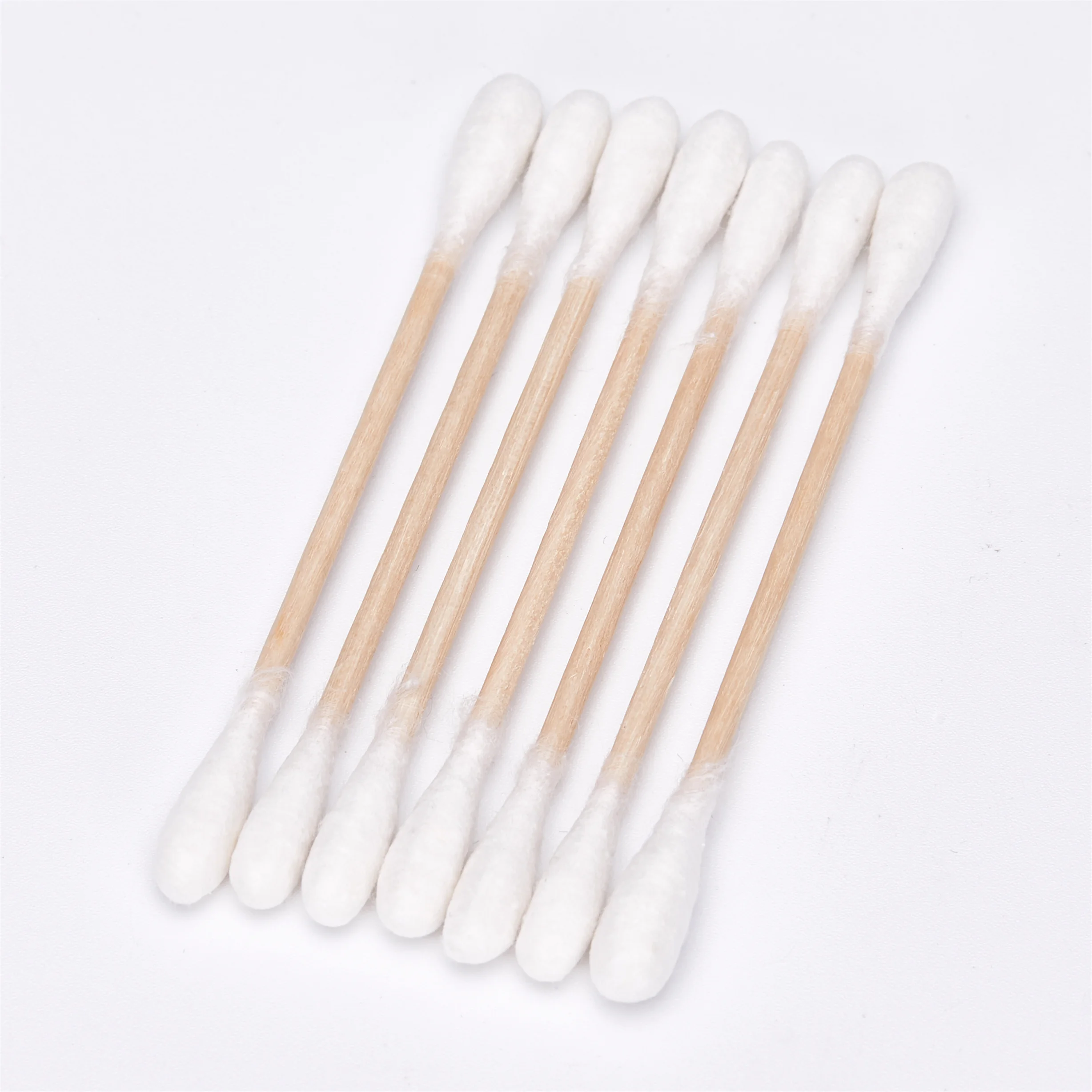 Custom Logo Double-headed Reusable Bamboo Ear Sticks with Bamboo Box Makeup Silicone Cotton Swabs Bamboo Silicone Ear buds