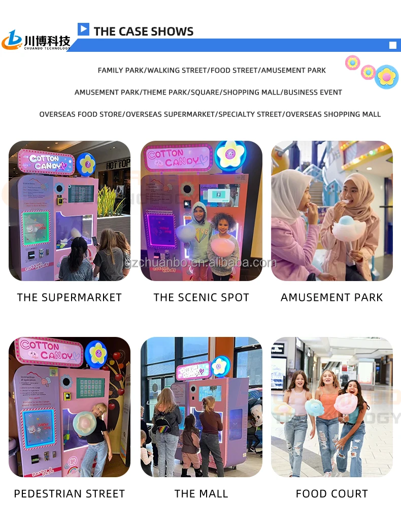 New Fully Automatic Cotton Candy Robot Electric Fancy Sugar Cotton Candy Floss Machine Cotton Candy Vending Machine