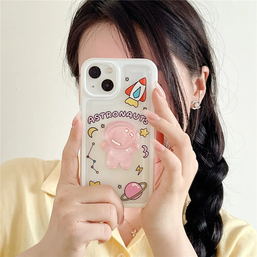 Cute Cartoon 3D Space Astronaut Phone Case For iPhone 14 13 Pro Max Soft TPU Mobile Phone Bags & Cases