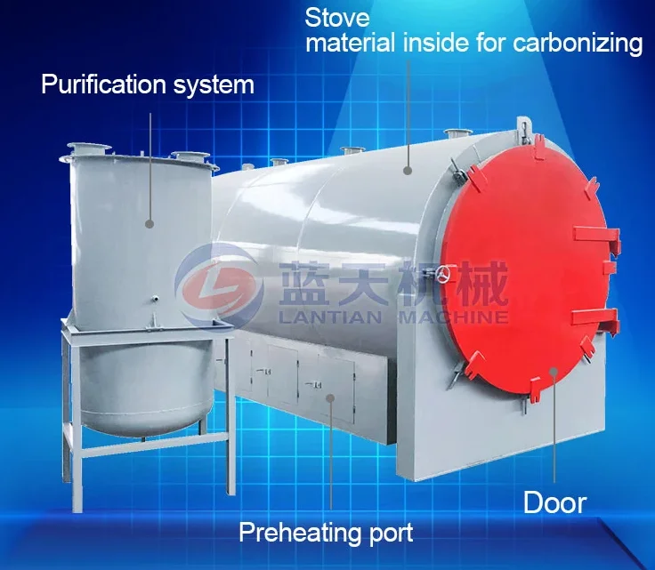 Wood and coconut bamboo charcoal making kiln and carbonization stove for sale