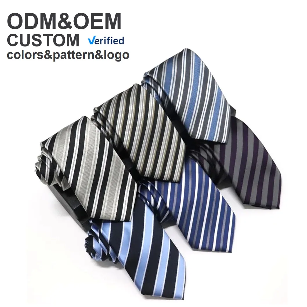 Custom Logo Satin Polyester Ties Pure Color Striped Ties Business Formal Necktie Tie for Men Formal Occasion Wedding Party