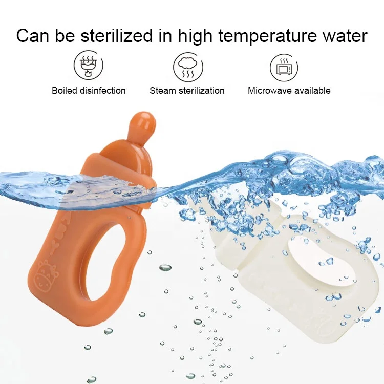 OEM&ODM 2022 New 5.5*10.5cm Feeding Bottle Shaped Nano Silver Silicone Pacific Mordedor De Beb Baby Teething Baby Teethers