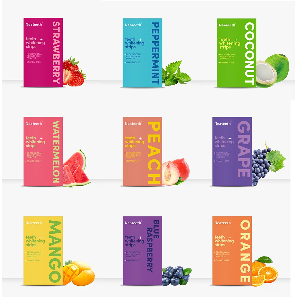 Customize Fast Whiten Tooth 7 Treatment OEM Peroxide Free Fruity Teeth Whitening Strips For Sensitive Teeth