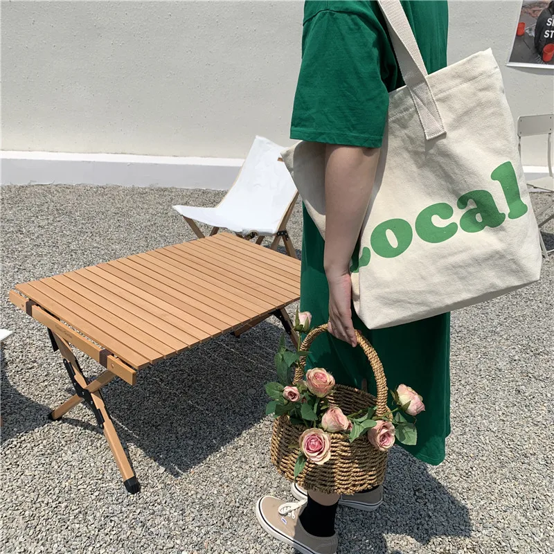 Модная прочная многоразовая хлопчатобумажная сумка-тоут большого объема с логотипом на заказ