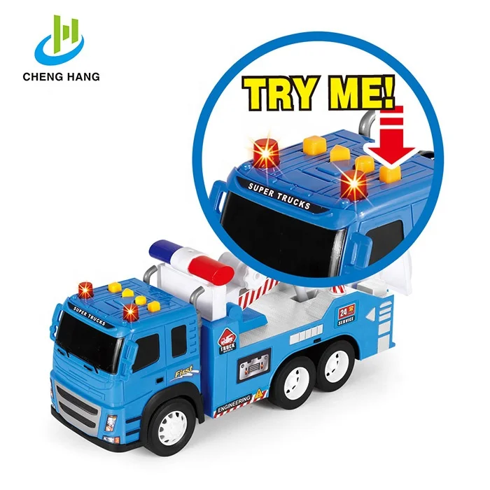 
2019 toy rc car tow truck and trailer model plastic rescue vehicle 