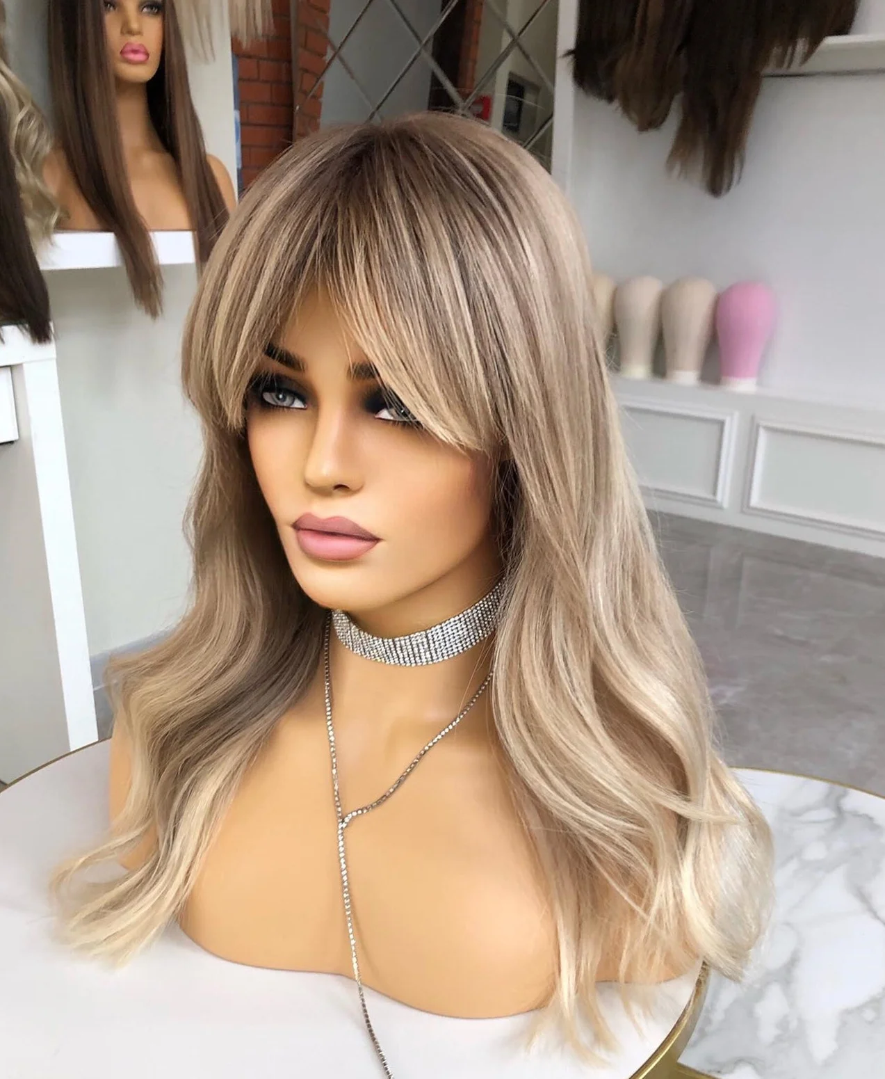 Top Grade European Virgin Human Hair Jewish Kosher Silver Color HD Transparent Lace Front Wigs With Fringe