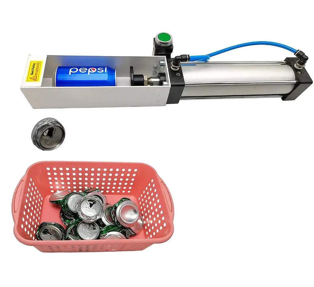Aluminum Can Crusher Heavy Duty Pneumatic Cylinder Soda Beer Can Crusher Eco-Friendly Recycling Tool (Countertop Button Valve)