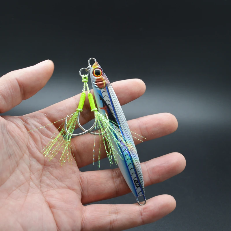 bulk 1pcs Double Assist Jigging Hooks high quality Carbon Steel Sea Fishing Hook Lure bait fish hooks with UV assist jigging