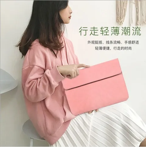 China laptop bag manufacturer slim customized logo PU Leather Sleeve Case For Laptop  waterproof laptop messager bag