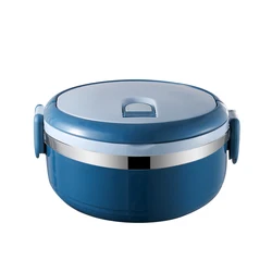 Round 3 Layers Stackable Stainless Steel Hot Lunch Box Food Storage Containers Tiffin Carrier Box